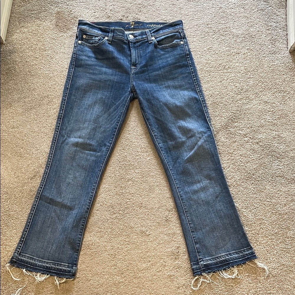 7 For All Mankind Dark Blue cropped Flare Jeans